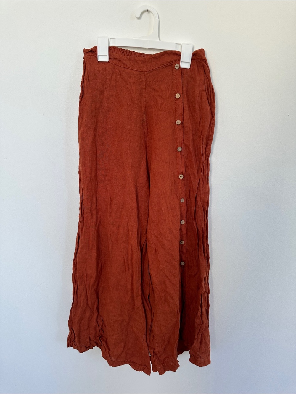 Rust Button-Front flowy pant
